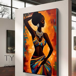 תמונה מרובעת לסלון אישה אפריקאית צבעונית