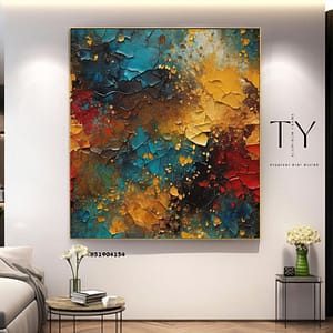 תמונה יוקרתית מרובעת לסלון שברי צבעים