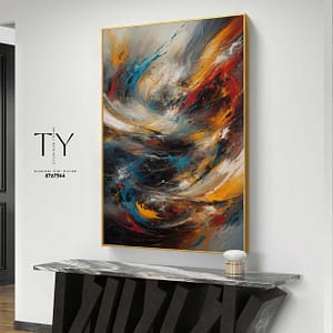 תמונה יוקרתית מרובעת לסלון משיכות צבעי חורף