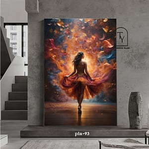 תמונה יוקרתית מרובעת לסלון הבלרינה ועלי הכותרת