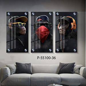 תמונות זכוכית פנורמיות לחדר שינה של שלושת הקופים