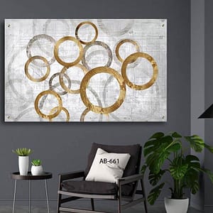 תמונת זכוכית לפינת האוכל של עיגולים מזהב