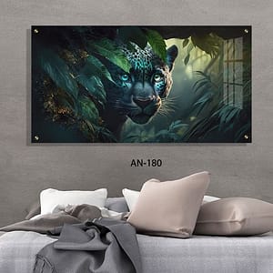 תמונת זכוכית לחדר שינה של נמר בשיחים