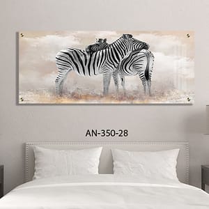 תמונת זכוכית לחדר שינה של זברות מתחבקות