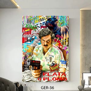 תמונת גרפיטי לסלון של פאבלו אסקובר