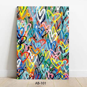 תמונה צבעונית לסלון מזכוכית עם לבבות