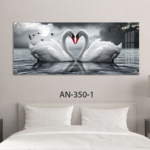 תמונה לחדר שינה מזכוכית של ברבורים