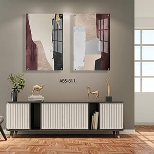 זוג תמונות לסלון מזכוכית של אבסטרקט פודרה