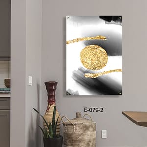 תמונת זכוכית יפה לסלון של עיגול זהב