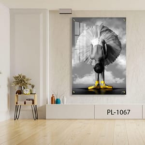 תמונת זכוכית בשחור לבן לסלון של בלרינה