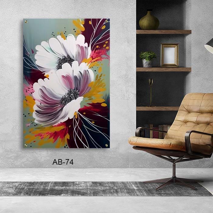 תמונה לסלון מזכוכית של פרח צבעוני מצוייר