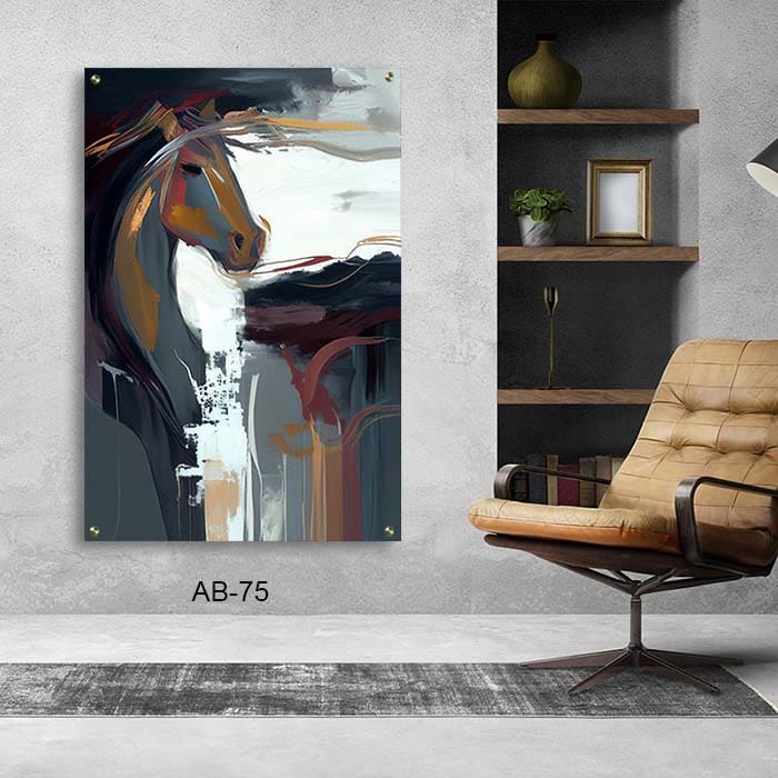 תמונה לסלון מזכוכית של סוס מצוייר