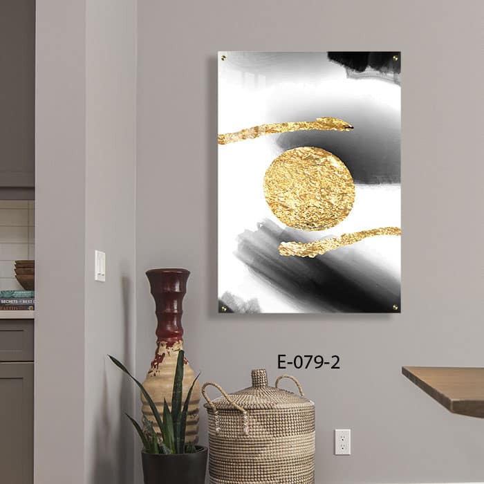 תמונת זכוכית יפה לסלון של עיגול זהב