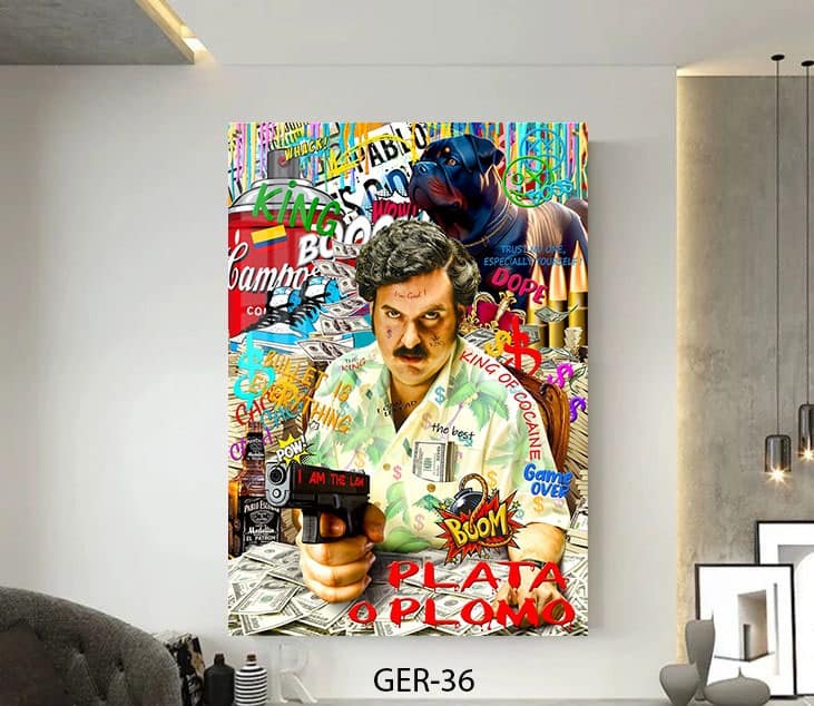 תמונת גרפיטי לסלון של פאבלו אסקובר