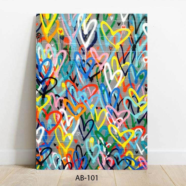 תמונה צבעונית לסלון מזכוכית עם לבבות