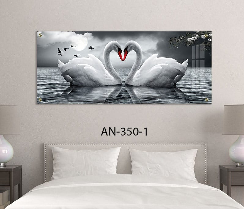 תמונה לחדר שינה מזכוכית של ברבורים