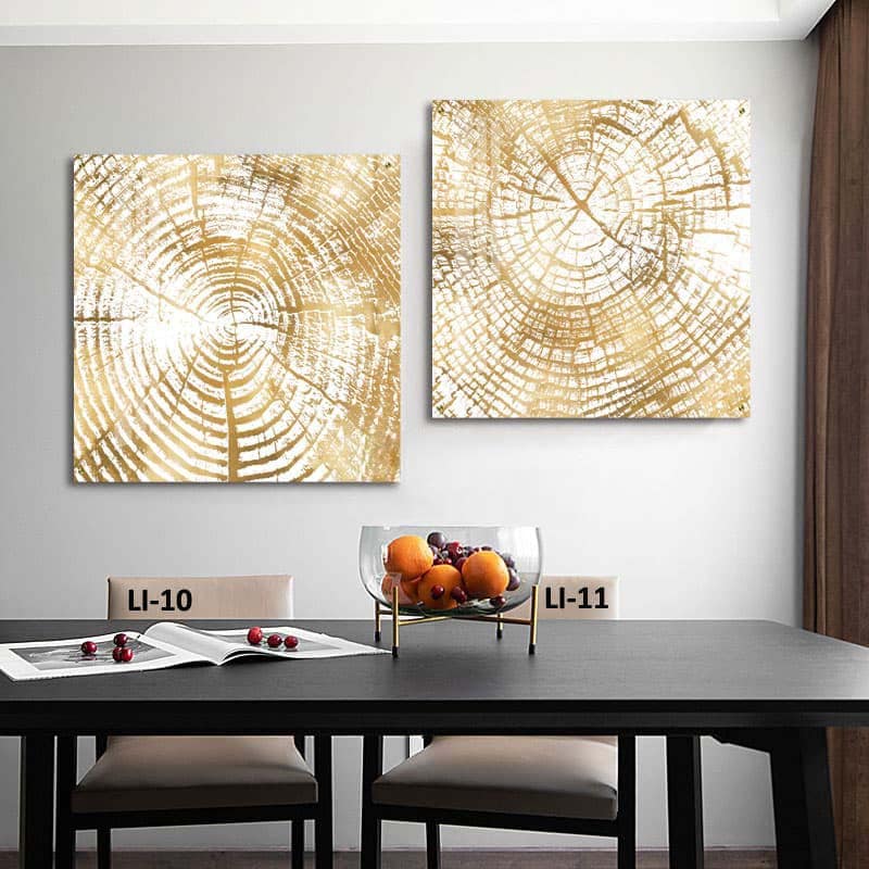 תמונות זכוכית לסלון של גזע ציורי בזהב