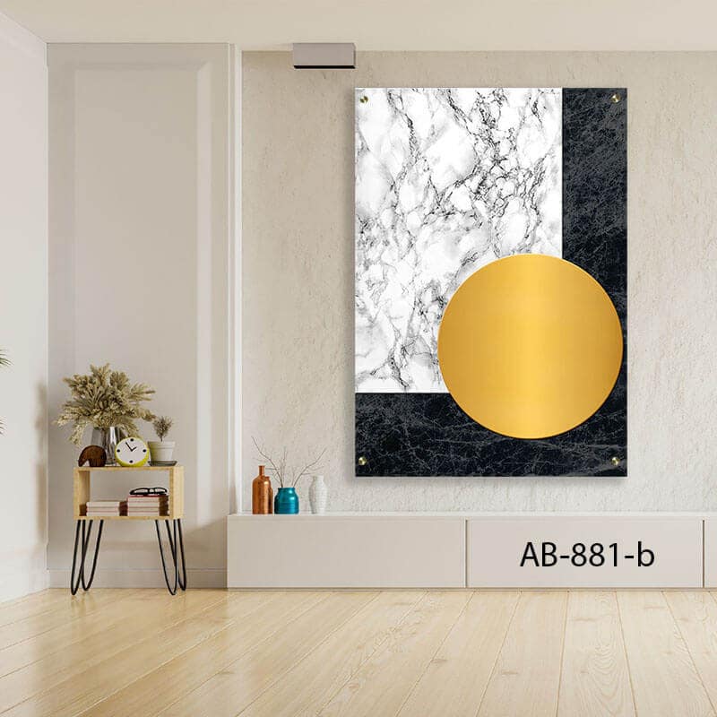 תמונת זכוכית קלאסית לסלון של שיש גאומטרי